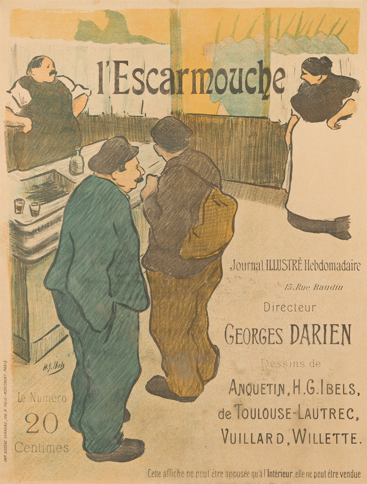 HENRI-GABRIEL IBELS (1867-1936).  LESCARMOUCHE. 1893. 24¼x18½ inches, 61½x47 cm. Eugène Verneau, Paris.